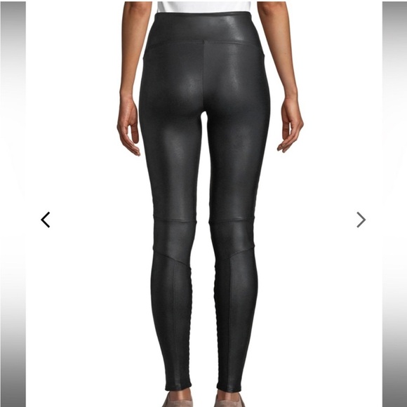 SPANX Faux Leather Moto Leggings In Black Excellent Condition Size XS - Picture 2 of 8